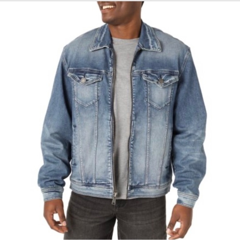 Rock & Republic Men’s Denim Zippered moto bomber jacket size 2XL brand new‎